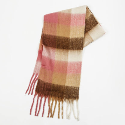 Mohair Plaid Tassel Scarf