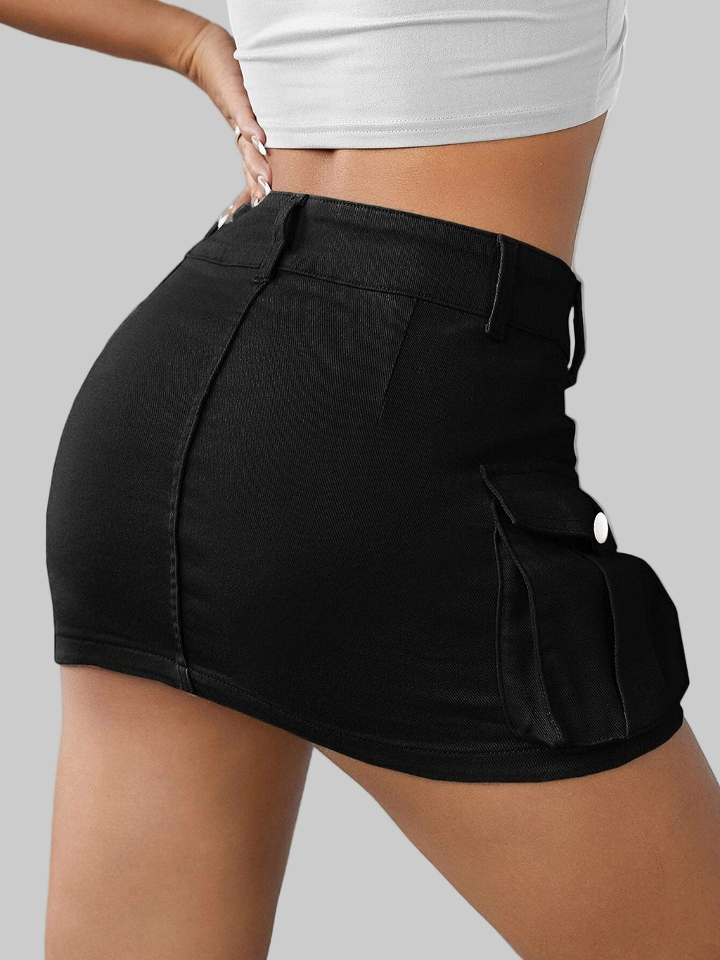 Street Low Waist Slim Fit Cargo Skirt