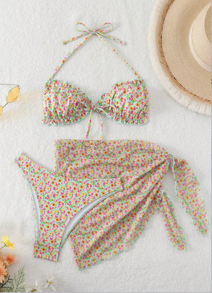Split Three Piece Bikini Set
