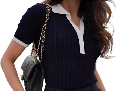 Polo Collar Knitted Top
