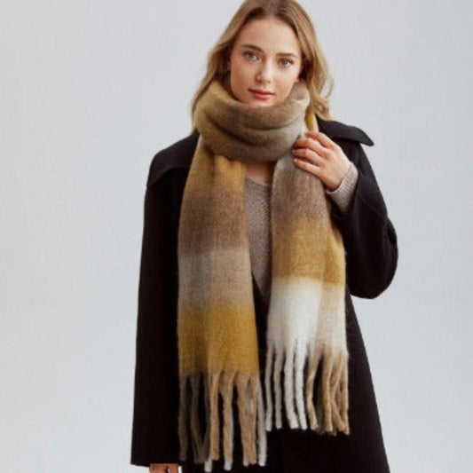 Mohair Lattice Tassel Scarf