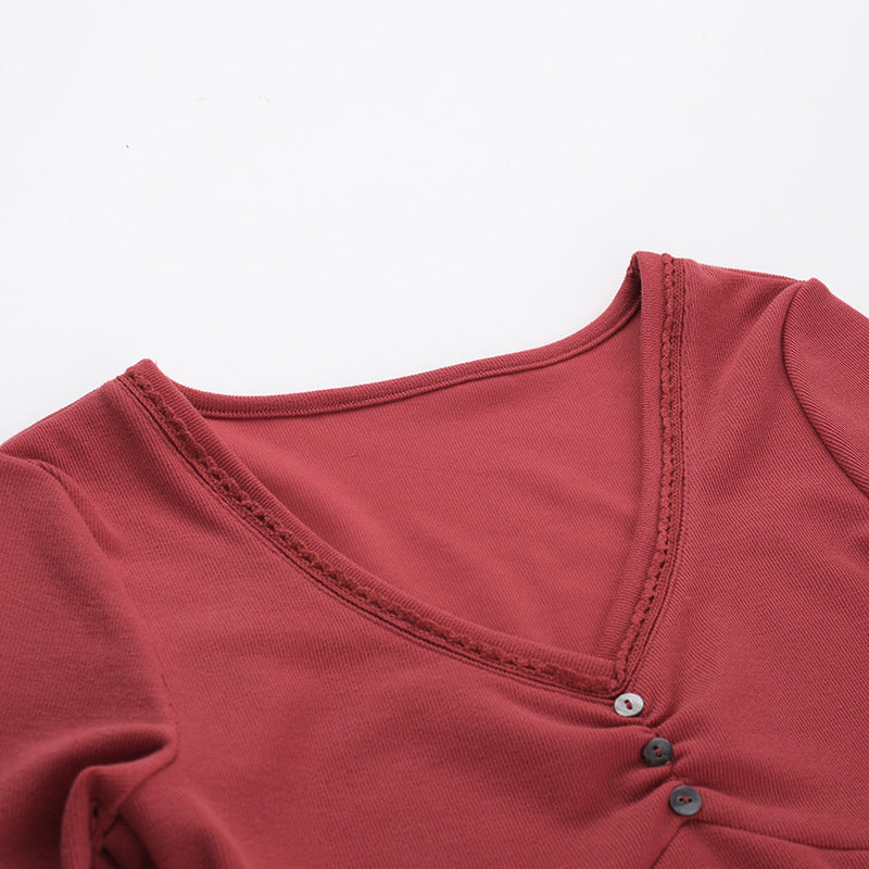 Basic Long Sleeve Button Top