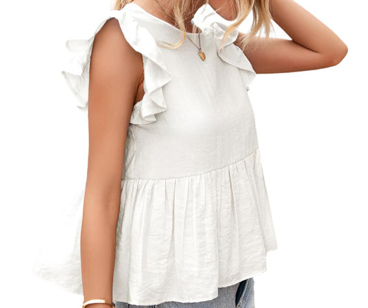 Ruffle Sleeve Lace Backless Top