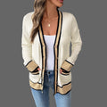 Loose Contrast Color Sweater Cardigan