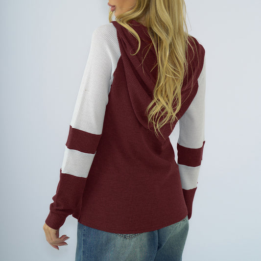 Stripe Long Sleeve Hoodie Sweatshirt