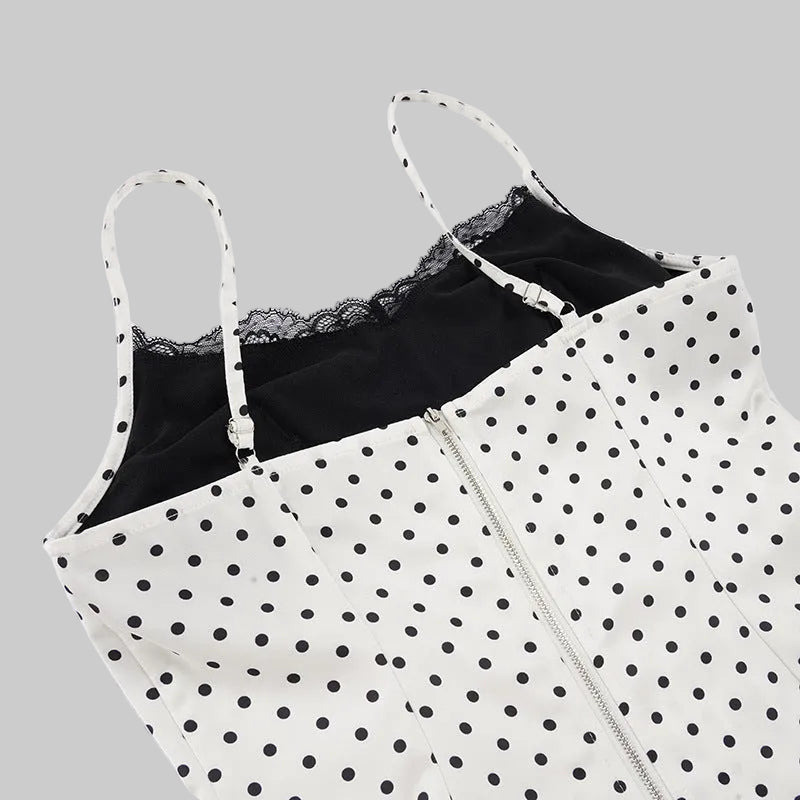 Polka Dot Lace Splicing Sling Top