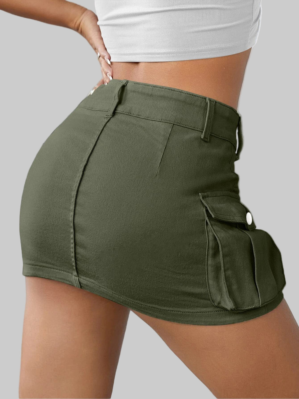 Street Low Waist Slim Fit Cargo Skirt
