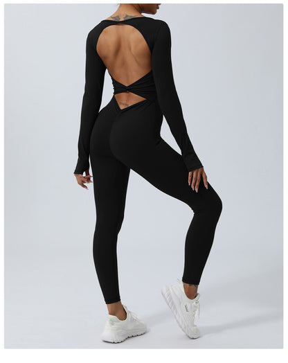 Backless Yoga Hip Lifting One-Piece Fitness Jumpsuit