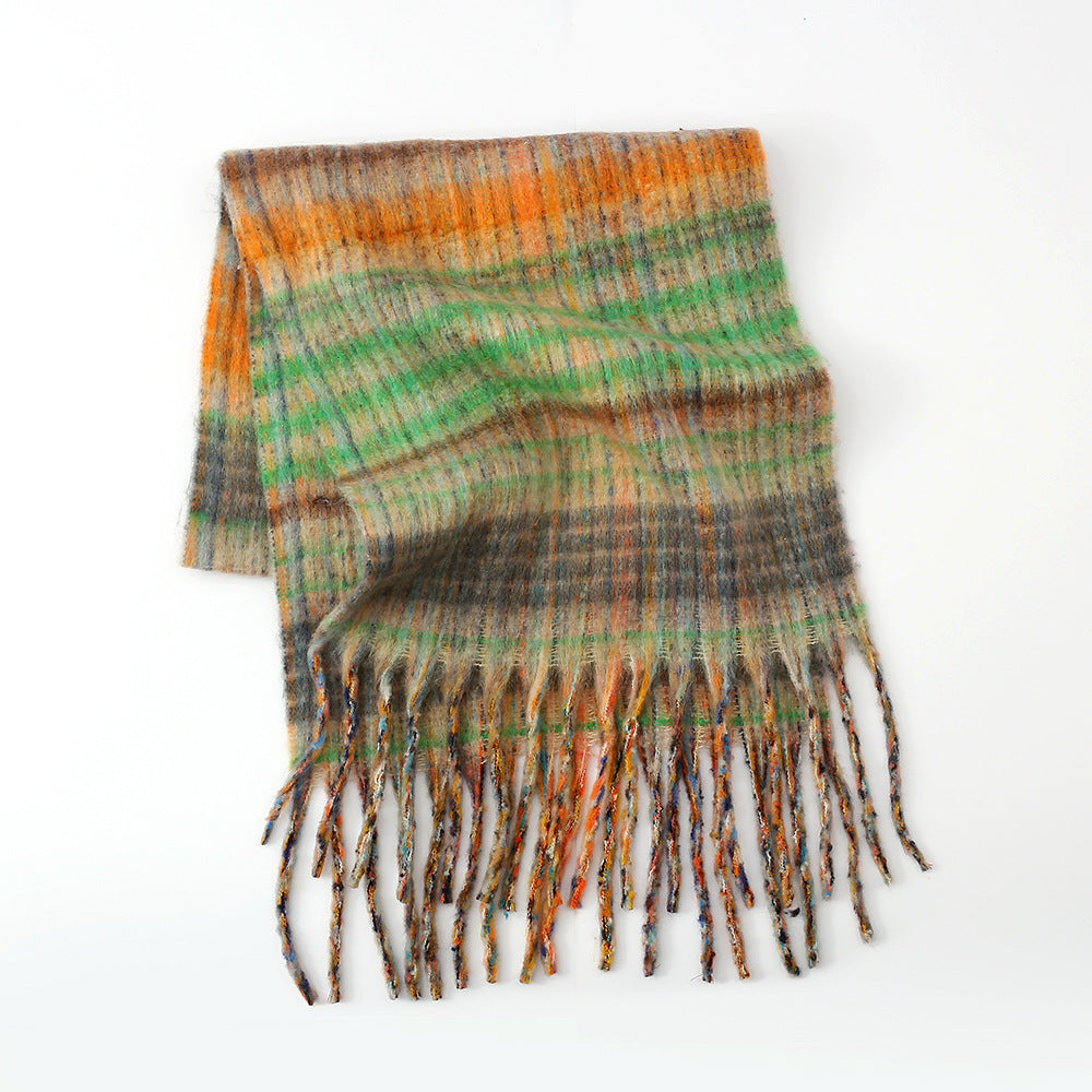 Thick Plaid Tassel Scarf