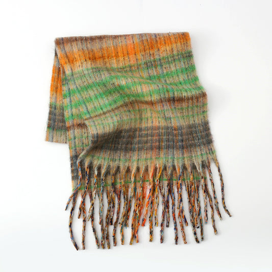 Thick Plaid Tassel Scarf