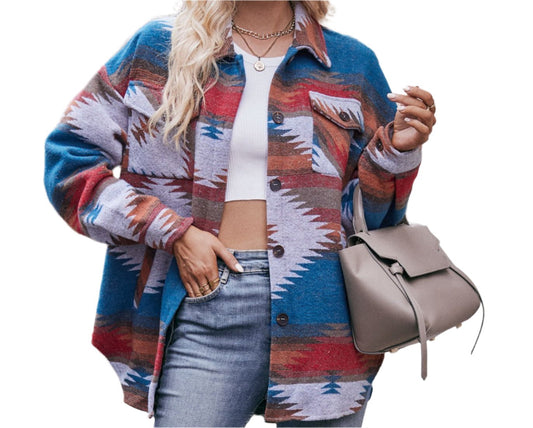 Aztec Geometric Abstract Woolen Coat