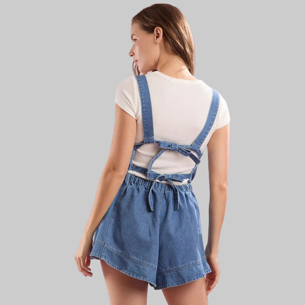 Lace-up Suspender Romper