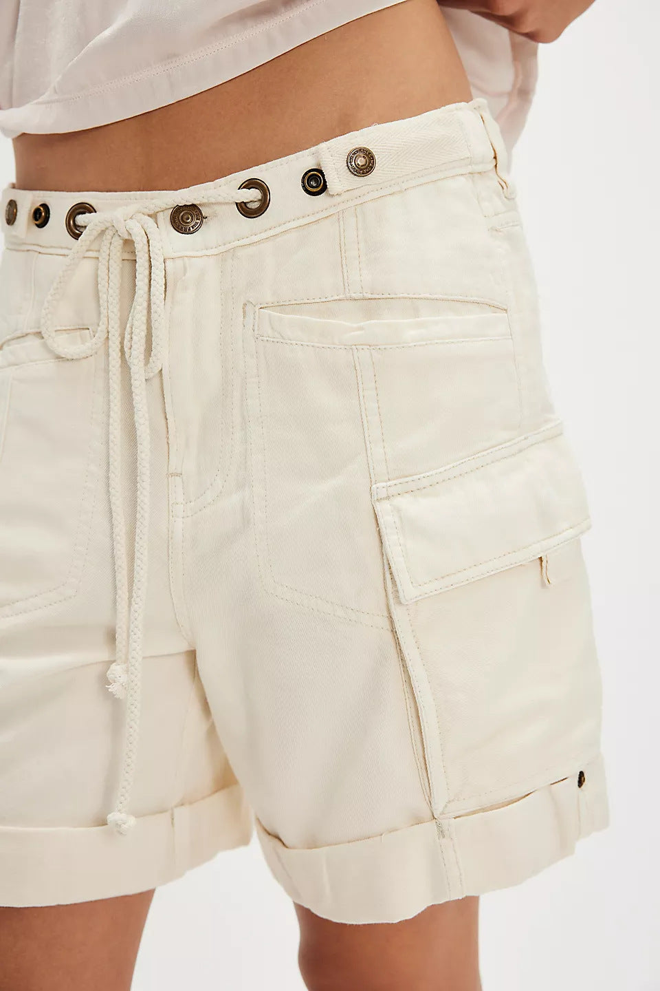 Baggy Denim Drawstring Belt Denim Shorts