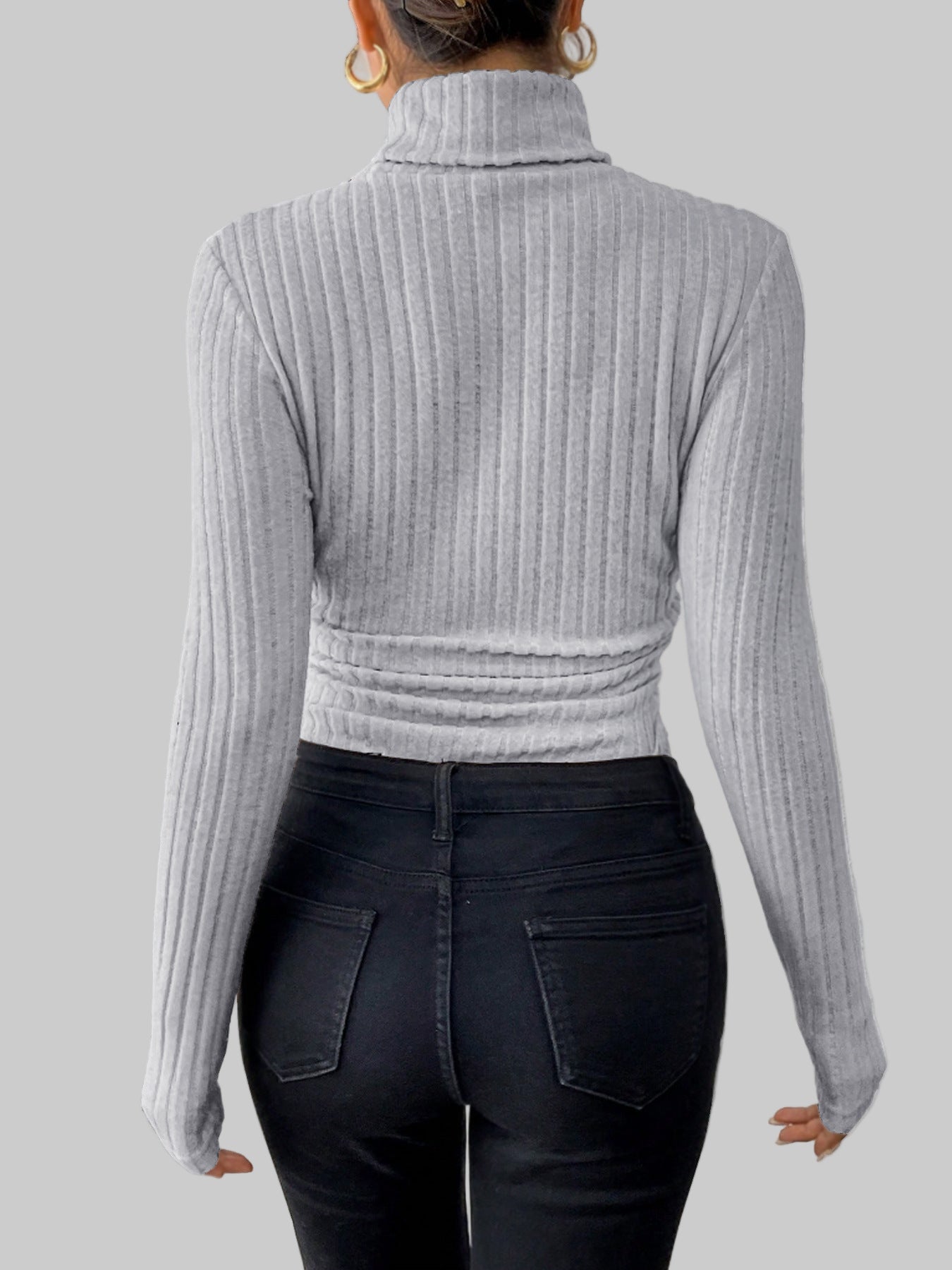 Knitted Long Sleeve Turtleneck Bodysuit