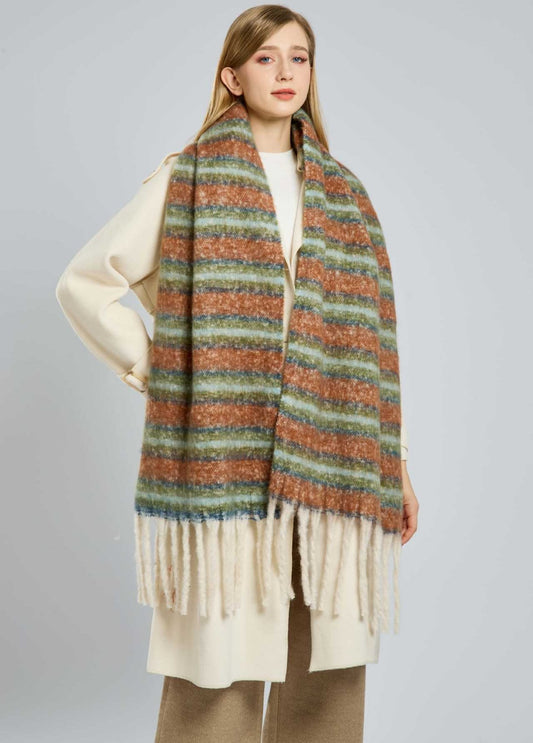 Mohair Striped Scarf Shawl