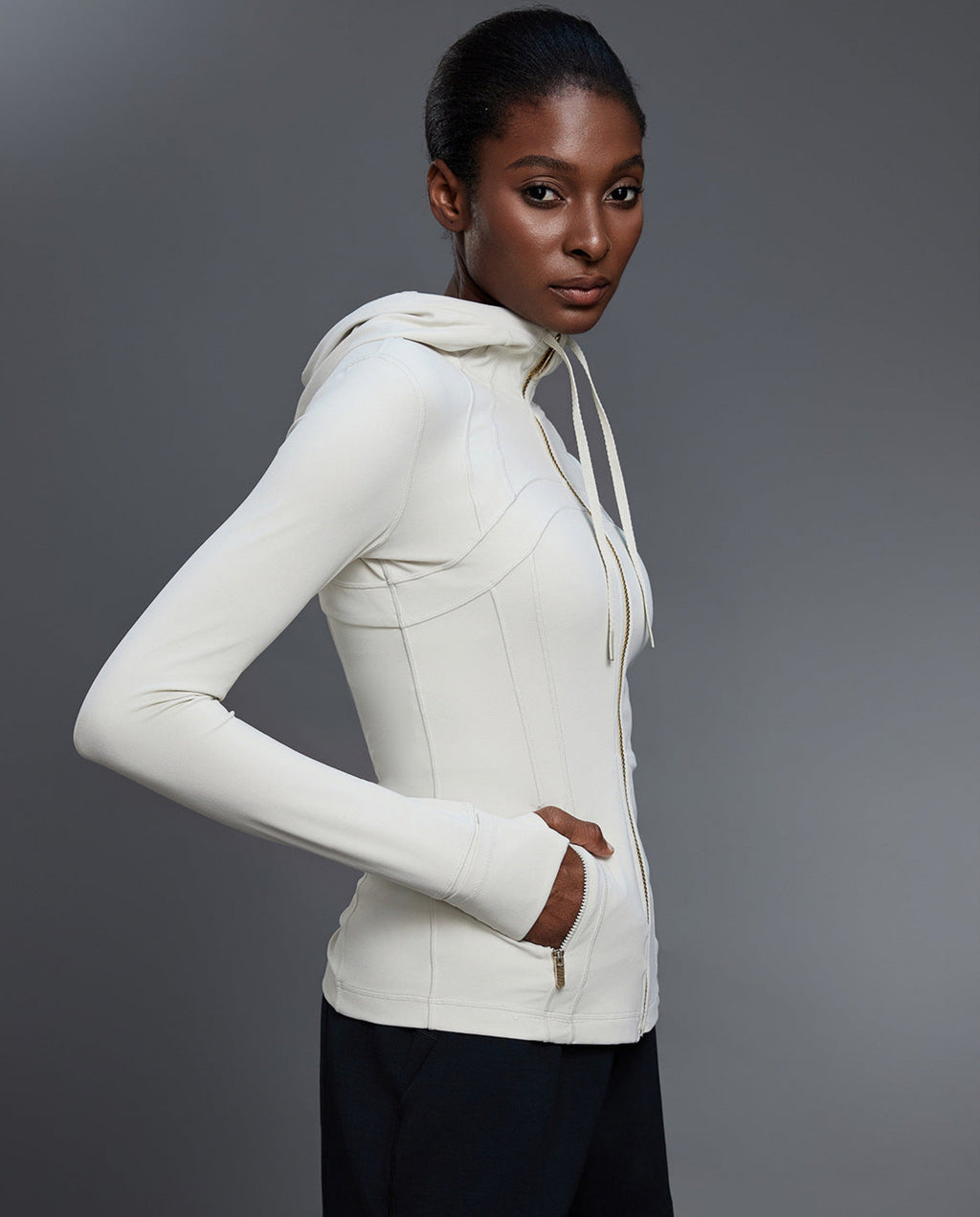 Yoga Slim Fit Hooded Sports Fitness Long Sleeved Jacket