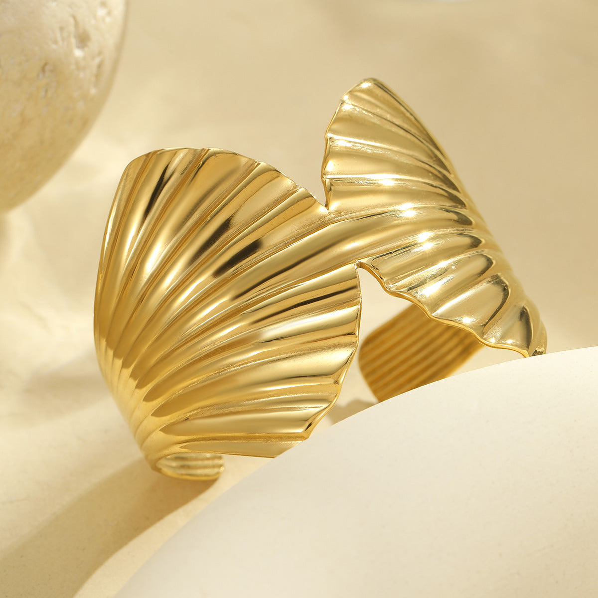 Ocean Coral Starfish Shell Exaggerated Titanium Steel Stainless Steel 18K Gold Plating Bracelet