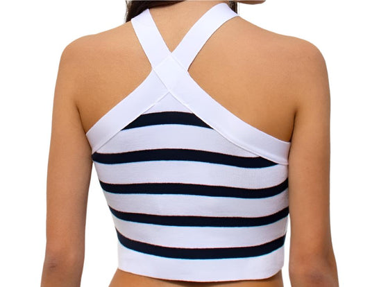 Striped Cross Halter Top
