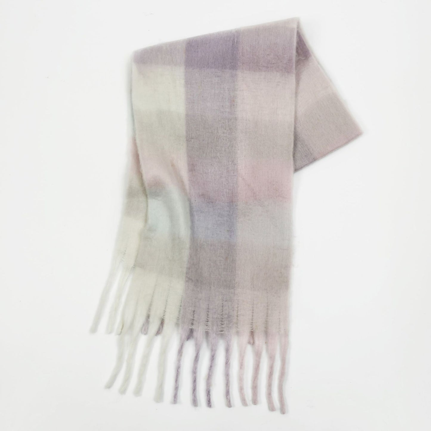 Mohair Plaid Tassel Scarf