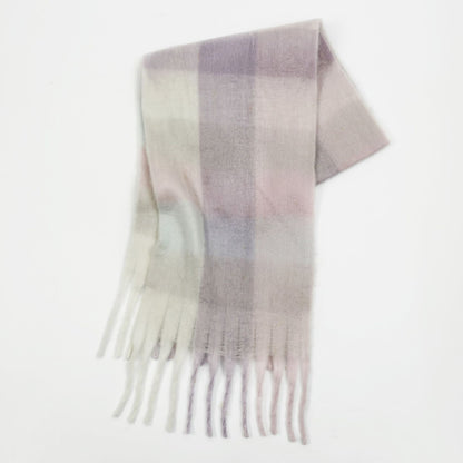 Mohair Plaid Tassel Scarf