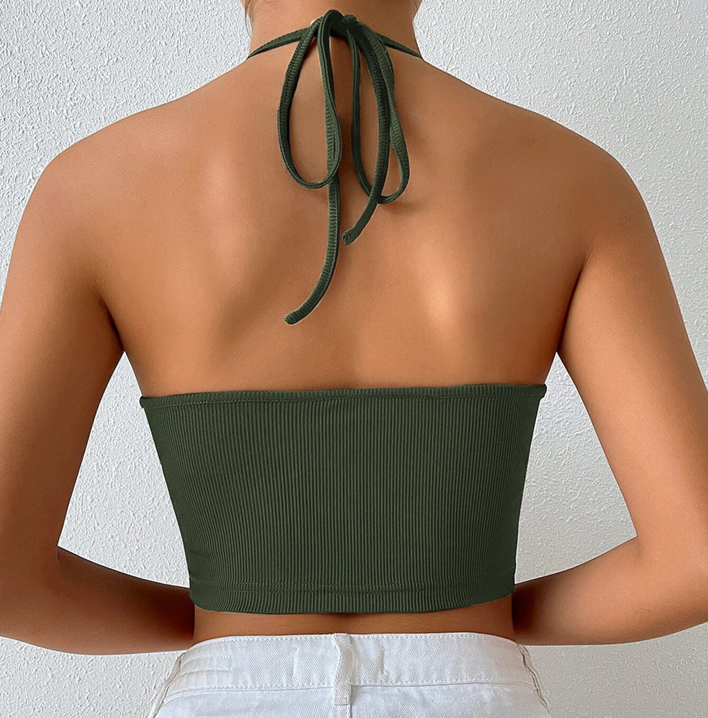 Sexy Sling Open Front Halter Cropped Top