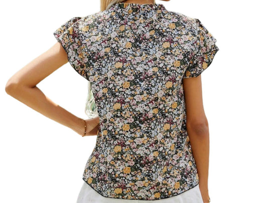 Floral Ruffle Sleeve Blouse