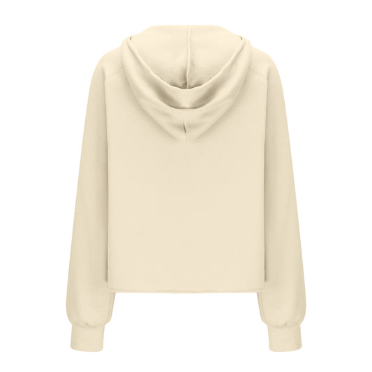 Sports Half Zipper Loose Short Fleece Lined Pullover Sweatshirt