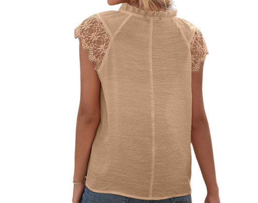 Lace Stitching Tied Top