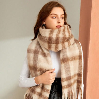 Plaid Tassel Scarf