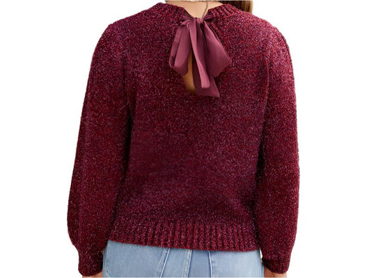 Shiny Puff Sleeve Knitted Sweater