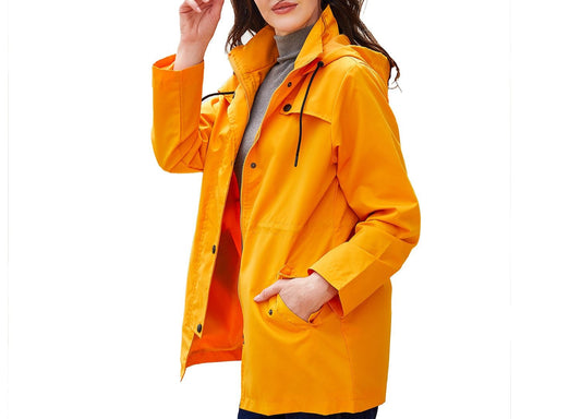 Windbreaker Mid Length Hooded Outdoor Raincoat