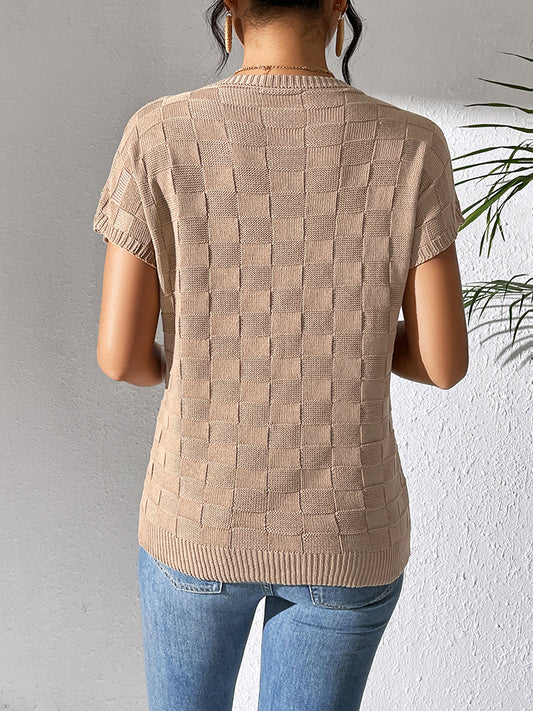 Loose Casual Knitted Short Sleeve Top
