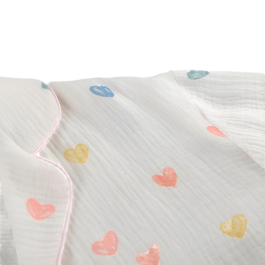 Heart Printed Long Sleeved Two-Piece Pajamas Set
