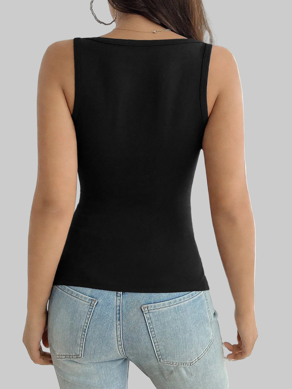 Sexy V-Neck Button Tank Top