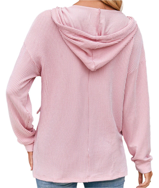 Striped Casual Long Sleeved Knitted Hoodie