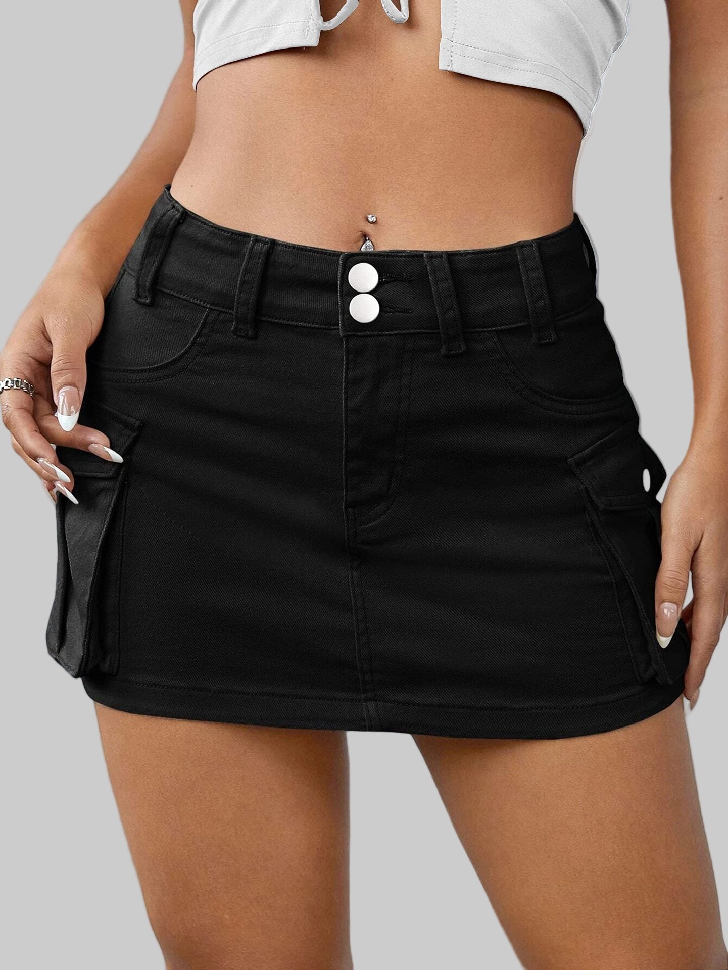 Street Low Waist Slim Fit Cargo Skirt