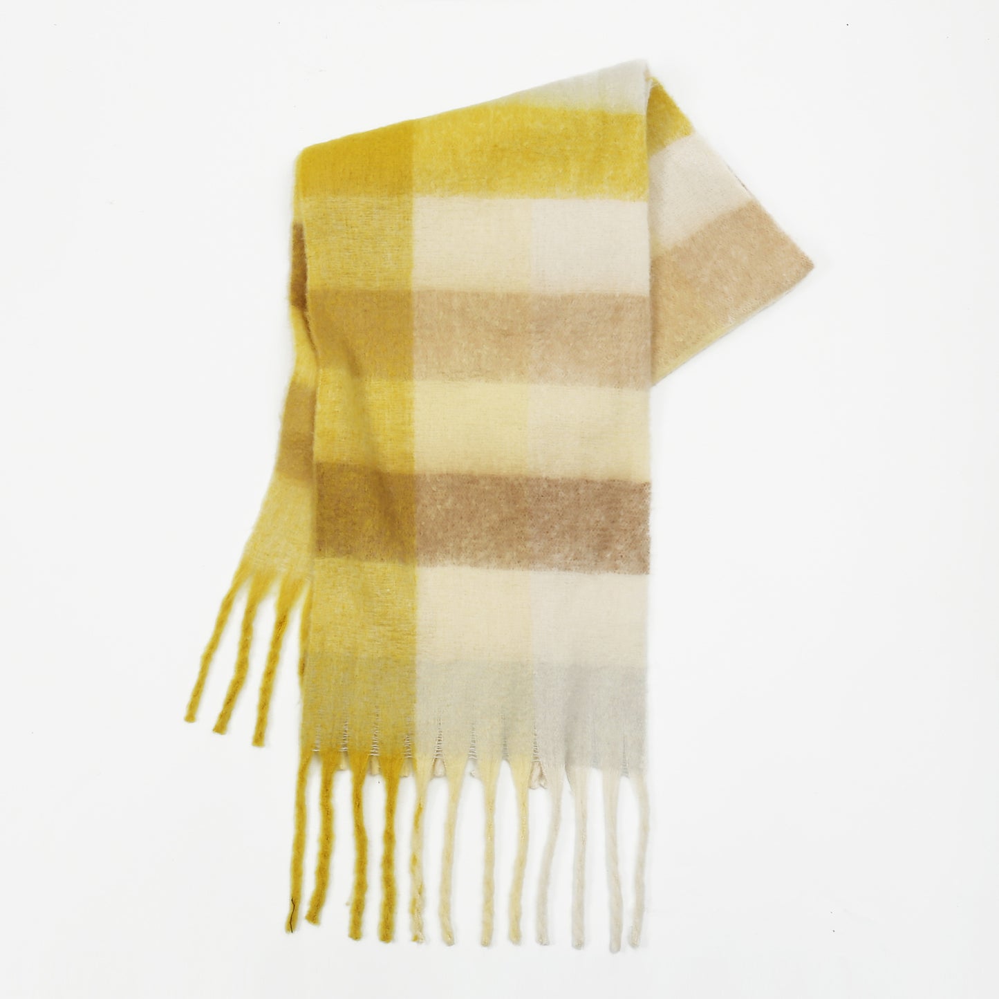 Mohair Plaid Tassel Scarf