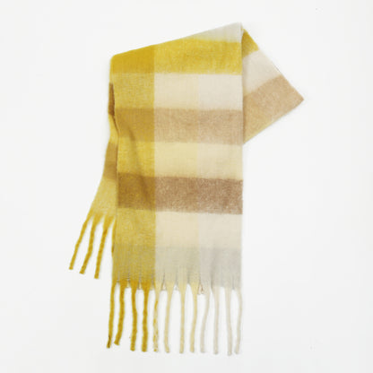 Mohair Plaid Tassel Scarf