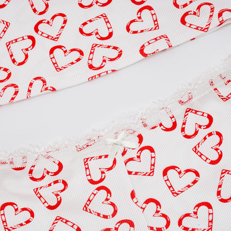 Sexy Heart Print Two Piece Set
