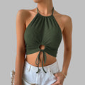 Sexy Sling Open Front Halter Cropped Top
