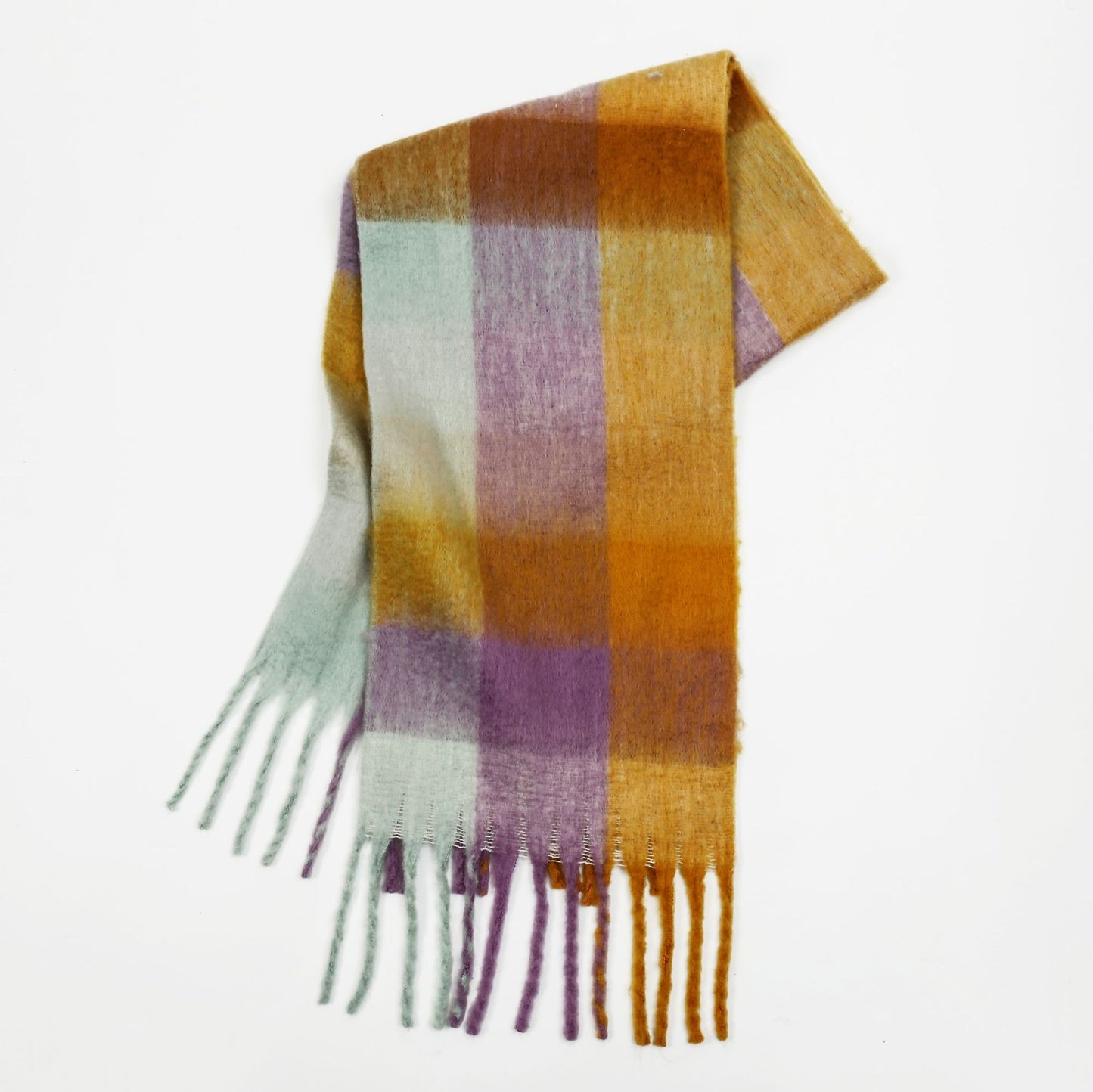 Mohair Plaid Tassel Scarf