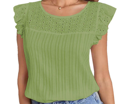 Ruffled Eyelet Embroidery Top