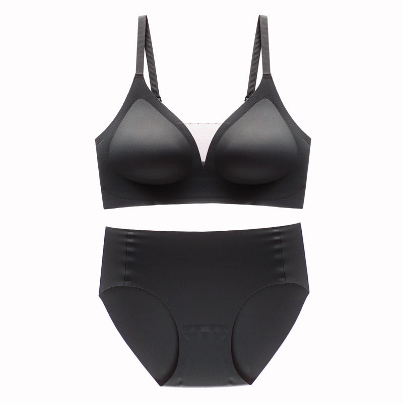 Seamless Soft Support Green Mesh V-Neck Thin Breathable Underwired Bra Set
