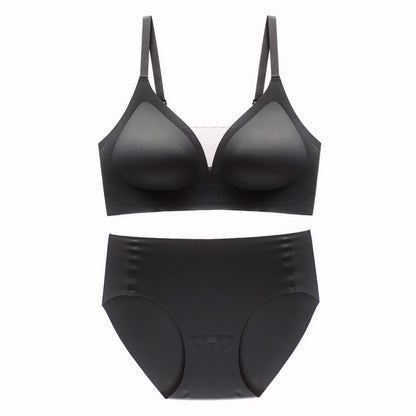 Seamless Soft Support Green Mesh V-Neck Thin Breathable Underwired Bra Set