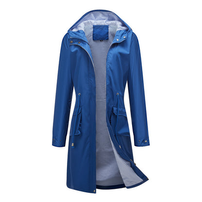 Trench Waterproof Hooded Striped Lining Coat