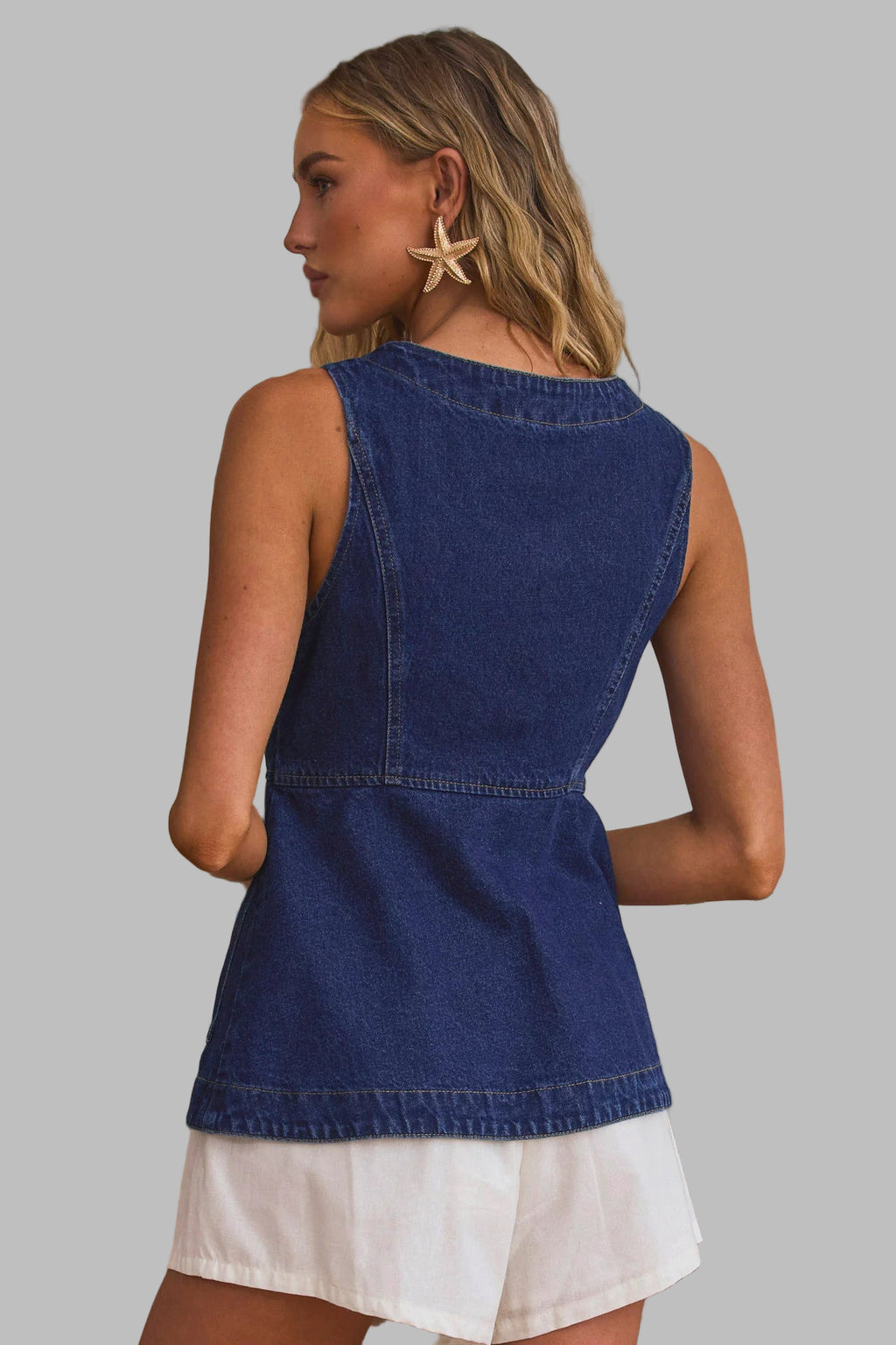 Buttoned Denim Vest