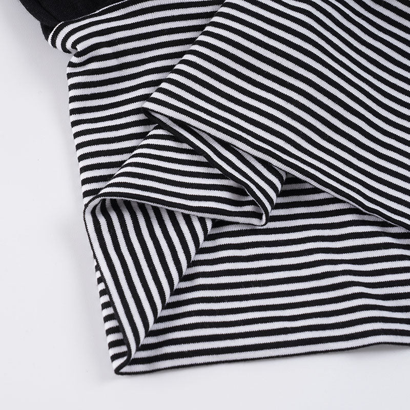 Striped Contrast Color Zipper Hooded Top Shorts Two Piece Set