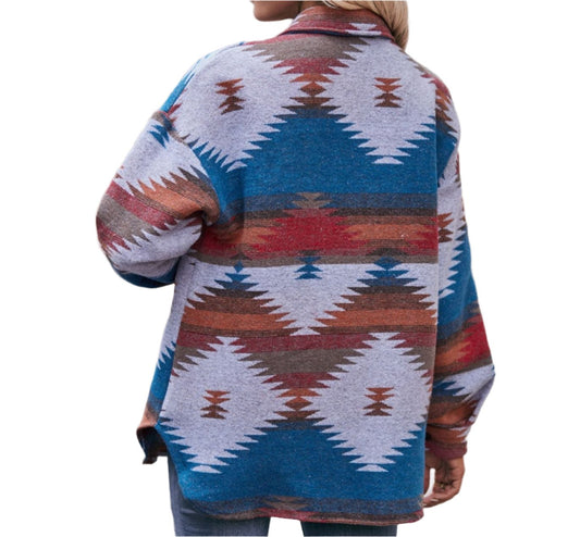 Aztec Geometric Abstract Woolen Coat
