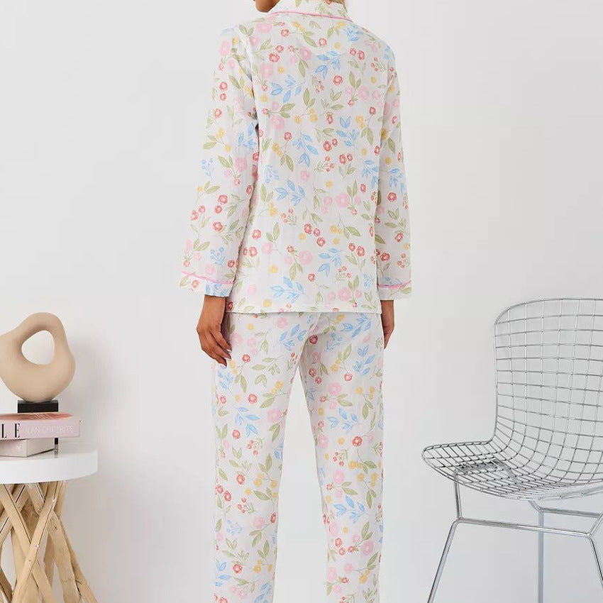 Artificial Silk Floral Pajamas Set