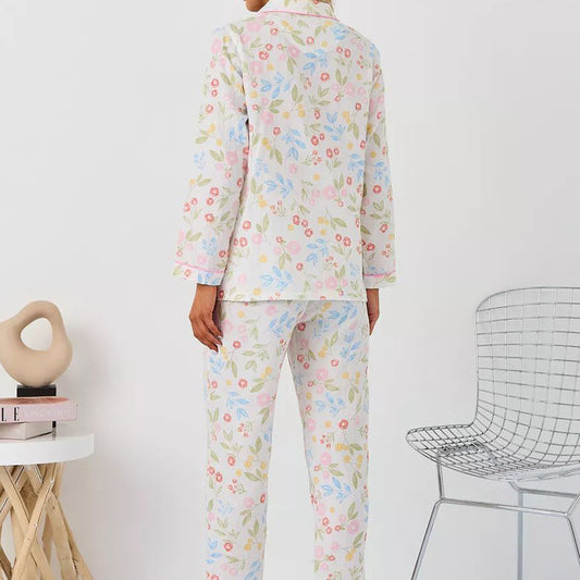 Artificial Silk Floral Pajamas Set
